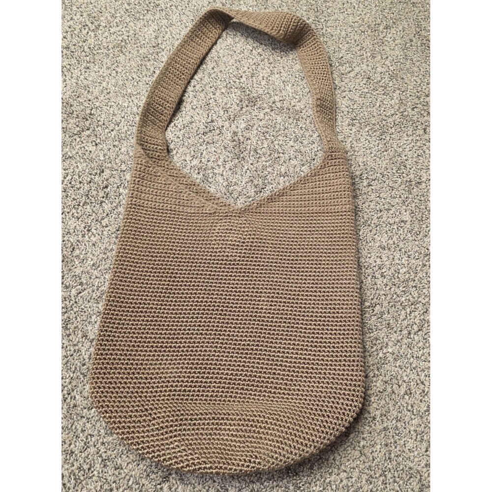 The Sak Brown Crocheted Shoulder Bag Purse Boho Natural Sturdy Minimalist